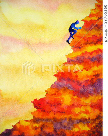 abstract human climbing high mountain to success 53705360