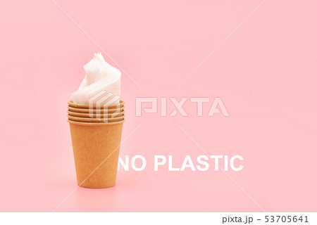coffee to go in a disposable cup on a white background, ice cream concept, eco friendly cup 53705641