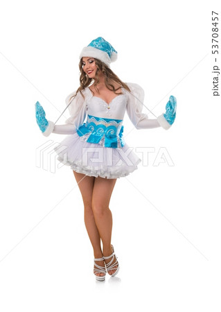 Attractive model posing in costume of snow-maiden 53708457