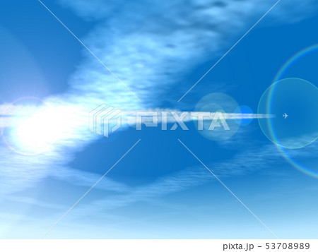 空と飛行機雲のある風景027のイラスト素材 5370