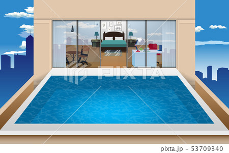 view of swimming pool on the building in the city view of swimming pool on the building in the city 53709340