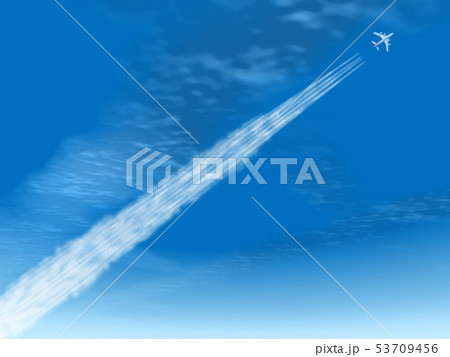 空と飛行機雲のある風景050のイラスト素材