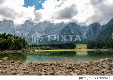 Fusine lake and Alps - Friuli Venezia Giulia Italy Fusine lake and Alps - Friuli Venezia Giulia Italy 53709981