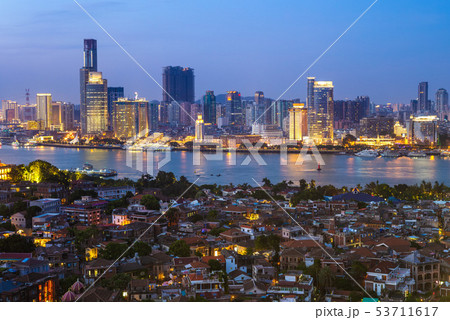 skyline of xiamen in China at night 53711617