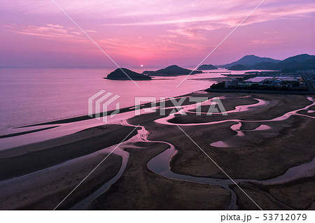 父母ヶ浜夕景空撮 父母ヶ浜夕景空撮 53712079