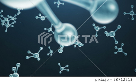 3D rendering molecule structure. Scientific medical background with atoms and molecules. Blue 53712213