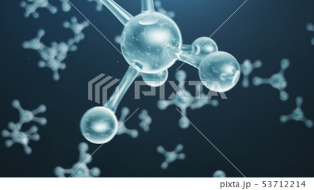 3D rendering molecule structure. Scientific medical background with atoms and molecules. Blue 53712214