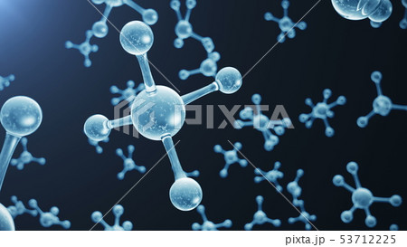 3D rendering molecule structure. Scientific medical background with atoms and molecules. Blue 53712225