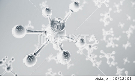 3D rendering molecule structure. Scientific medical background with atoms and molecules. Grey 53712231