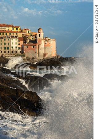 Big waves Mediterranean sea - Tellaro Italy 53712554