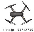 Flying drone with four propellers and  camera for shooting video and photos. Black drone top view 53712735