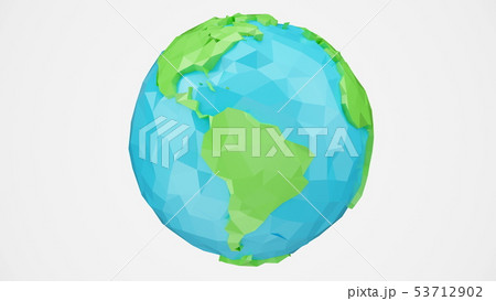 3D rendering rotated low poly earth with alpha channel, globe illustration. Polygonal globe isolated 53712902