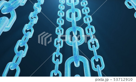 3D rendering digital blockchain code. Chain links network. Blue background. Concept of Network 3D rendering digital blockchain code. Chain links network. Blue background. Concept of Network 53712910