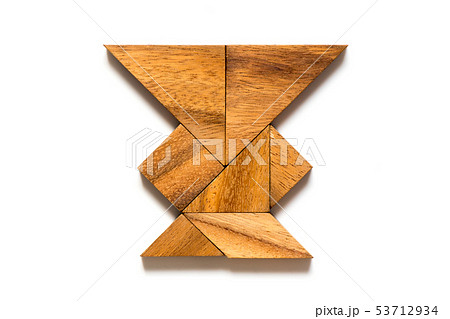 Wood tangram in vase shape on white background Wood tangram in vase shape on white background 53712934