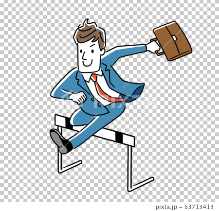 ハードルを飛び越えるビジネスマン 53713413