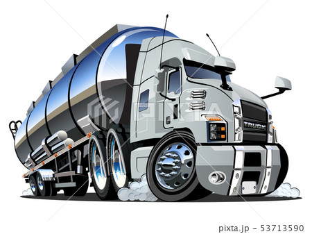 Cartoon semi tanker truck isolated on white Cartoon semi tanker truck isolated on white 53713590