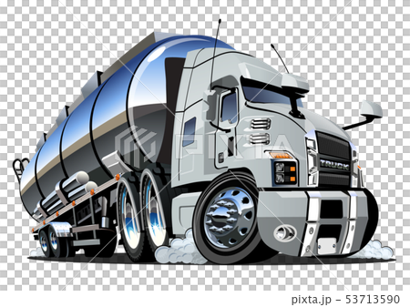 Cartoon semi tanker truck isolated on white Cartoon semi tanker truck isolated on white 53713590