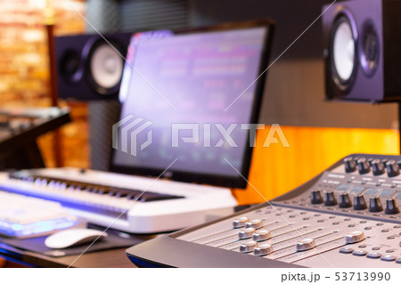 digital mixing console in home recording studio 53713990