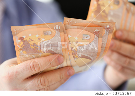 Man Hands Holding Euro Savings Finance Concept 53715367