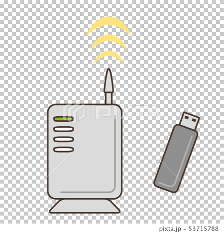 物 モデムとusbのイラスト素材