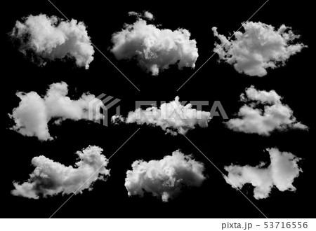 set of Clouds on black background 53716556