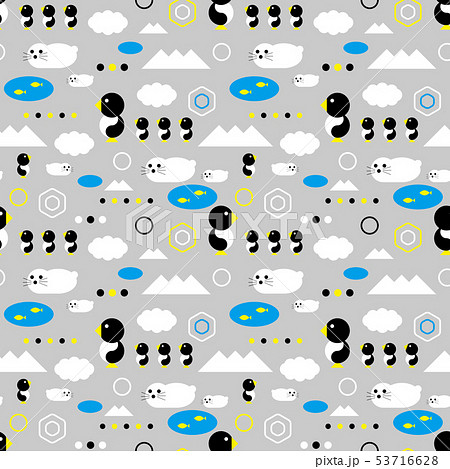 ペンギンとアザラシのパターン シームレスのイラスト素材