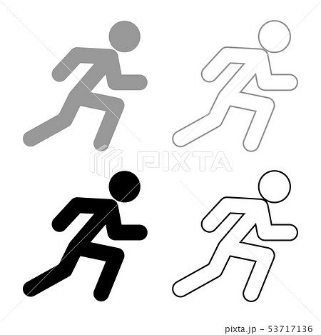 Run man icon set grey black color Run man icon set grey black color 53717136