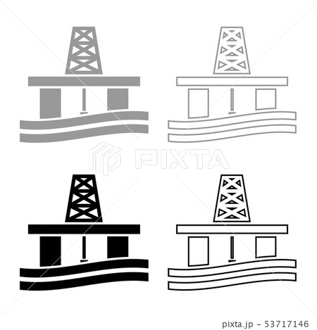 Petroleum platform icon set grey black color 53717146