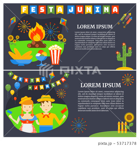 Festa Junina- Nationwide Brazilian holiday. Flat cartoon style. 53717378
