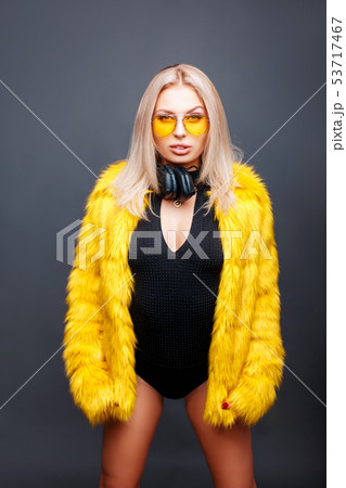 Beautiful stylish young girl with headphones 53717467