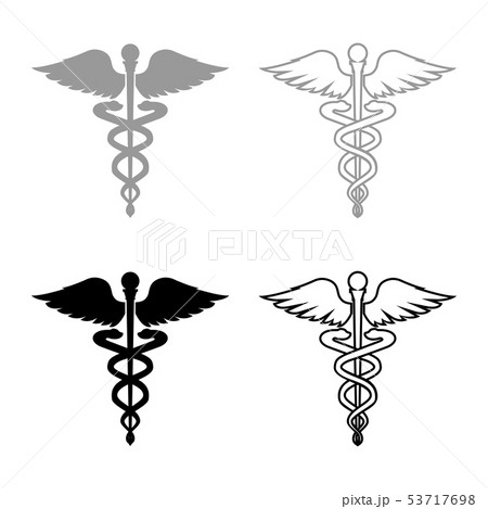 Caduceus health symbol Asclepius's Wand icon set 53717698