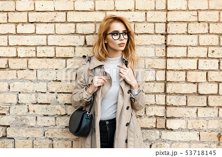 Pretty hipster woman in stylish glasses 53718145
