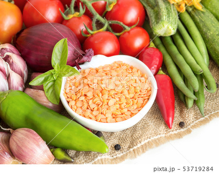 Red lentils and vegetables 53719284