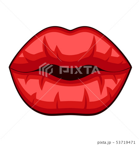 Red lips closeup on a white. Logotype Red lips closeup on a white. Logotype 53719471