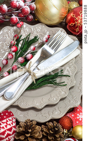 Christmas table setting Christmas table setting 53719888