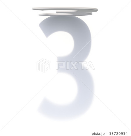 Vertical drop shadow number 3 THREE 3D Vertical drop shadow number 3 THREE 3D 53720954