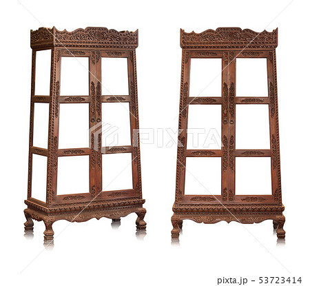 set of antique wooden cabinet isolated on white set of antique wooden cabinet isolated on white 53723414