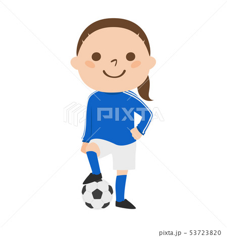 女の子のイラスト サッカーのユニフォームを着た若い女の子 のイラスト素材