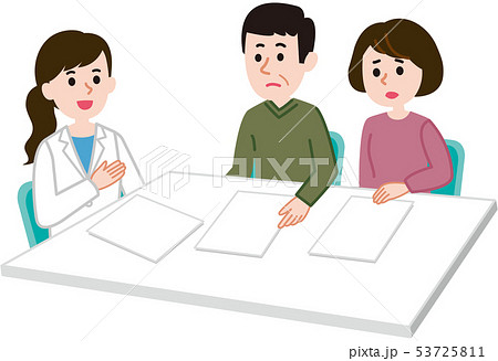 相談する夫婦　医師 53725811