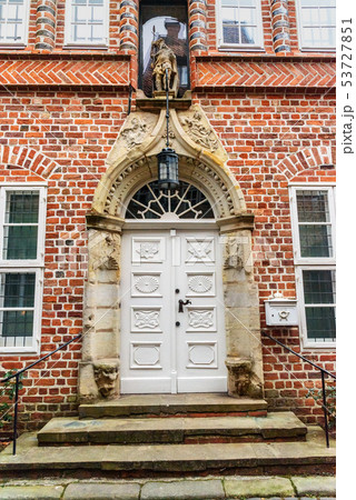 Old wooden front door in house. Luneburg. Germany Old wooden front door in house. Luneburg. Germany 53727851