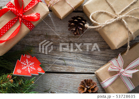 Christmas presents in decorative boxes Christmas presents in decorative boxes 53728635