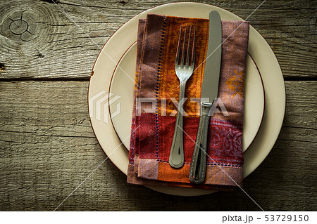 Thanksgiving table setting with decorations 53729150