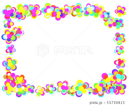 夢のような虹色の花フレーム Dreamy Rainbow Colored Flower Frameのイラスト素材