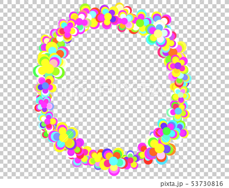 夢のような虹色の花の円フレーム Circle Frame Of Dreamy Iridescent のイラスト素材