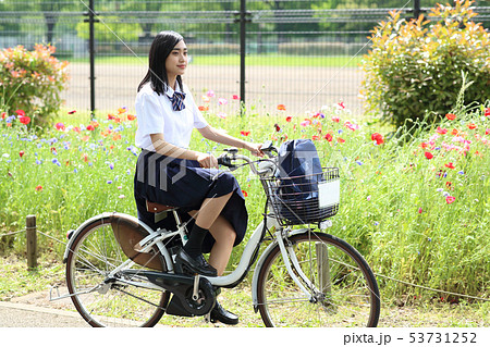 自転車に乗る女子高生 自転車に乗る女子高生 53731252