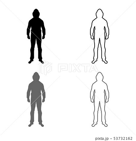 Man in the hood concept danger silhouette front 53732162