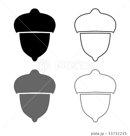 Acorn forest nut icon set grey black color Acorn forest nut icon set grey black color 53732235
