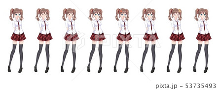 Anime manga schoolgirl plaid red skirt tie pattern Anime manga schoolgirl plaid red skirt tie pattern 53735493