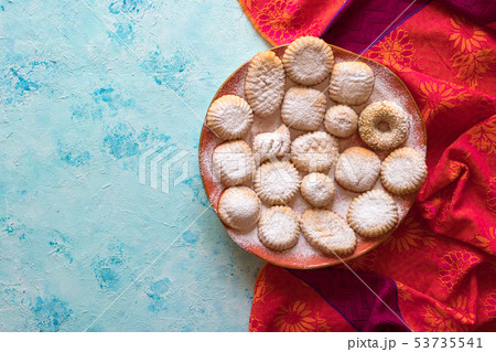 Ramadan sweets background. Arabic cookies Maamoul. Ramadan sweets background. Arabic cookies Maamoul. 53735541