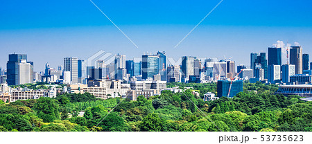 東京 新宿御苑と港区周辺の町並み ワイド 東京 新宿御苑と港区周辺の町並み ワイド 53735623